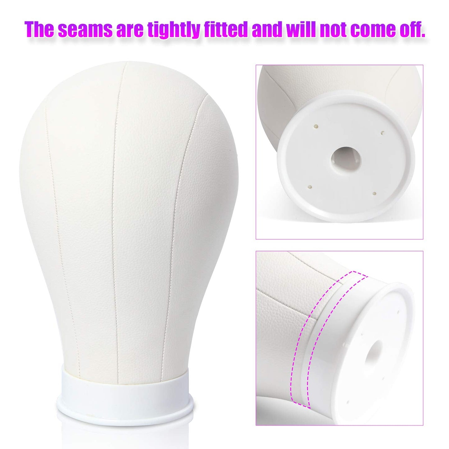 Bileaf 22 Inch Wig Head Leather Canvas Block Mannequin Head with Stand for Making Wigs Display Styling with Table C Stand Clamp