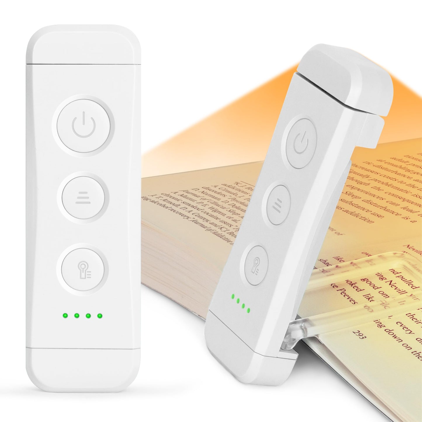 Glocusent USB Rechargeable Book Light, Clip-on LED, 3 Amber Colors, 5 Brightness Levels, Small, Pure White, Model A15