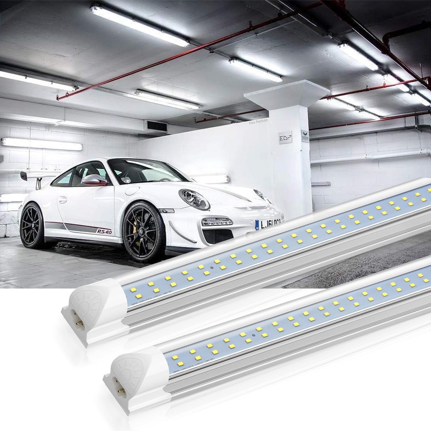 SHOPLED 8FT LED Shop Light, 72W 9360LM 6000K Cool White, T8 LED Tube Lights Fixture, High Output, 8 Foot Shop Lights for Garage, Workshop, Warehouse, Plug and Play, 25 Pack