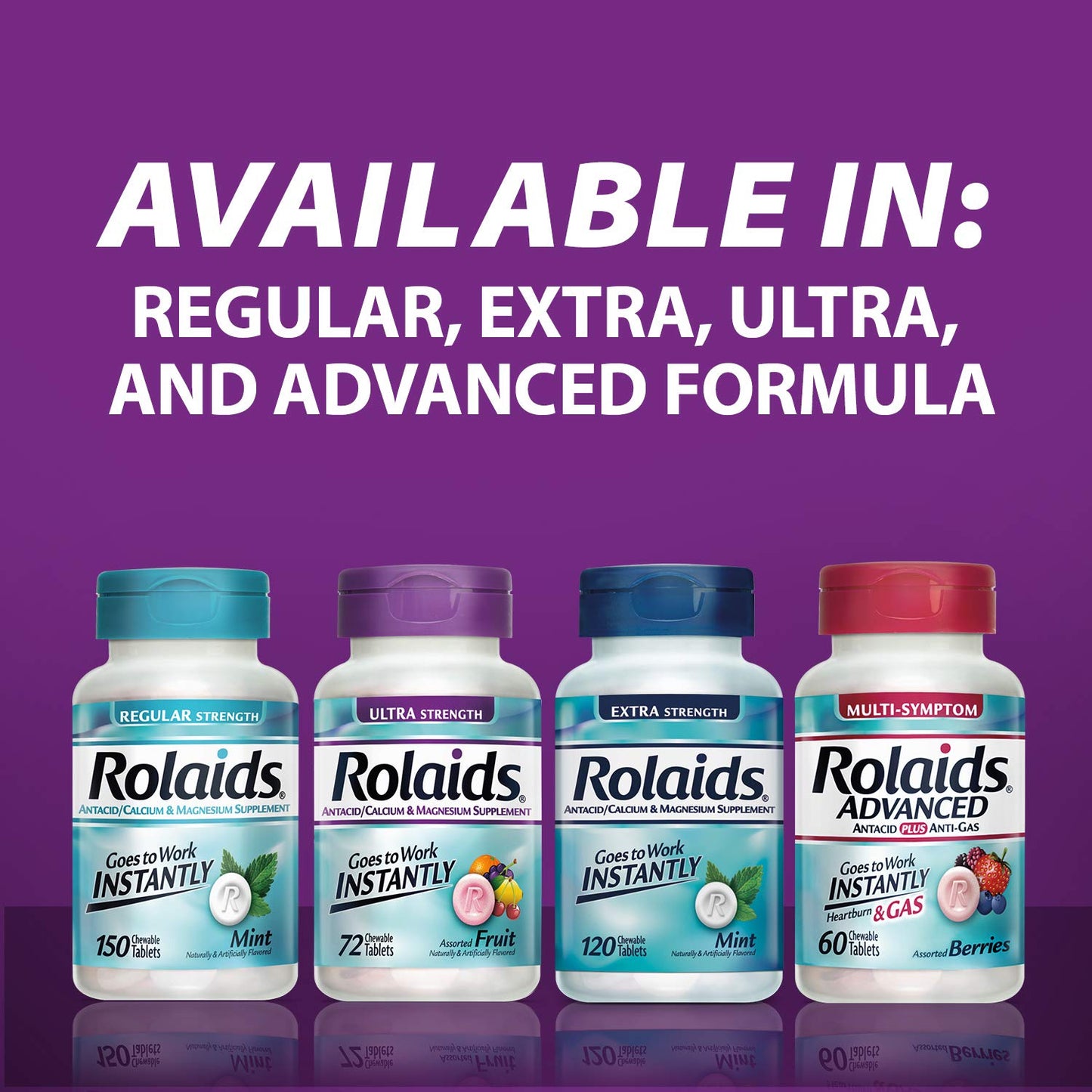 Rolaids Ultra Strength Antacid Chewable Tablets, Mint, 72-Count (Pack of 2)