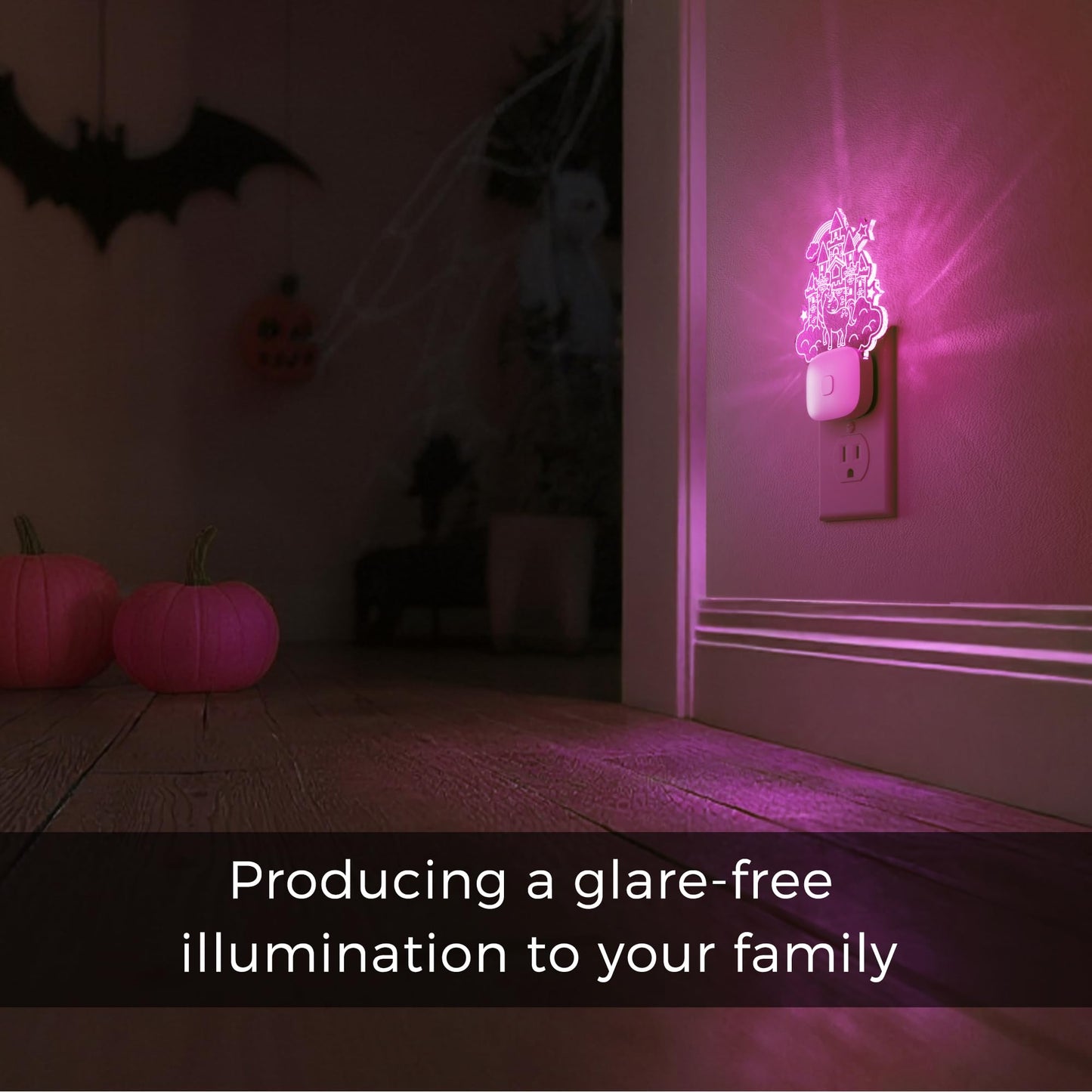 L LOHAS LED Night Light, Acrylic Carved Castle Design, 8-Color Changing, Dusk to Dawn Sensor, Model GY10309CAUS, Plug-in for Kids