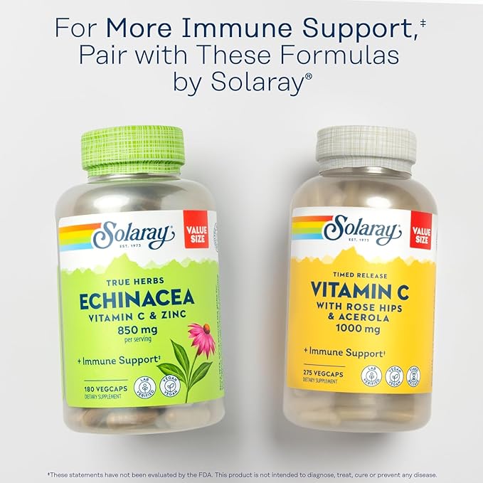 SOLARAY L-Lysine, Free-Form 1000 mg, Essential Amino Acid Immune Support Supplement with Vitamin C 1,000 mg and Zinc 25 mg, Value Size, Lab Verified, 60-Day Guarantee, 60 Servings, 180 Tablets