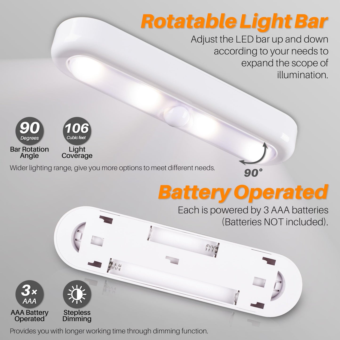 Star-Spangled 3 Pack 7  Dimmable Push Tap Lights  Stick On Led Touch Lights Aaa Battery Operated For Kitchen  Closet  Under Cabinet  3 Color Modes