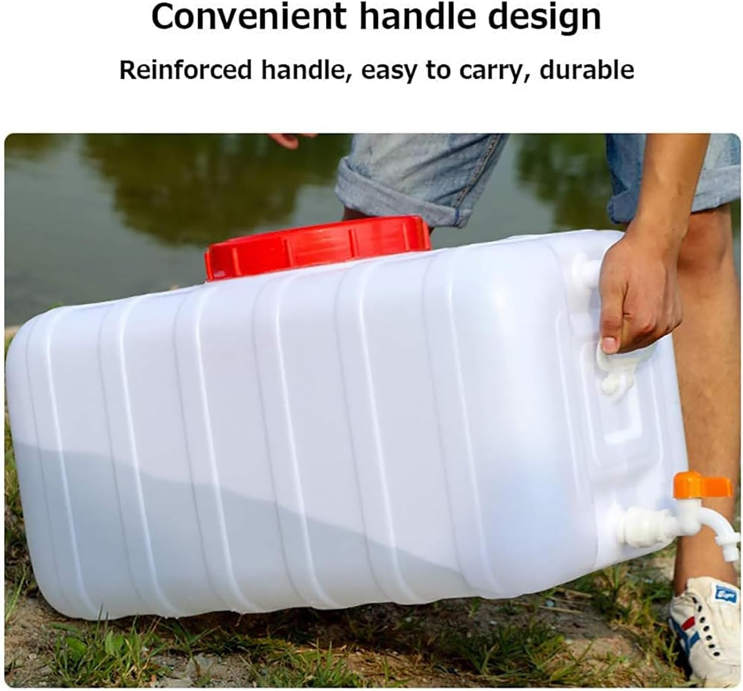 20 Gallon Portable Water Tank with Spigot&Hose, Water Storage Container for Camping, RV, Truck, Emergency Preparedness（Thickening）