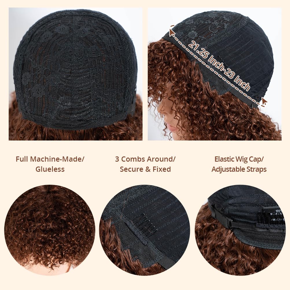 Style Icon 14    Short Afro Curly Human Hair Wigs Glueless Blonde Wig
