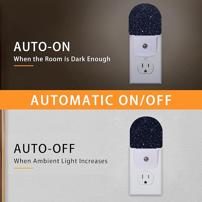 Starry Sky Meteor Night Light,Night Lights Plug into Wall with Dusk to Dawn Sensor,Lamp for Bedroom Bathroom Hallway Nightlight for Women Girls