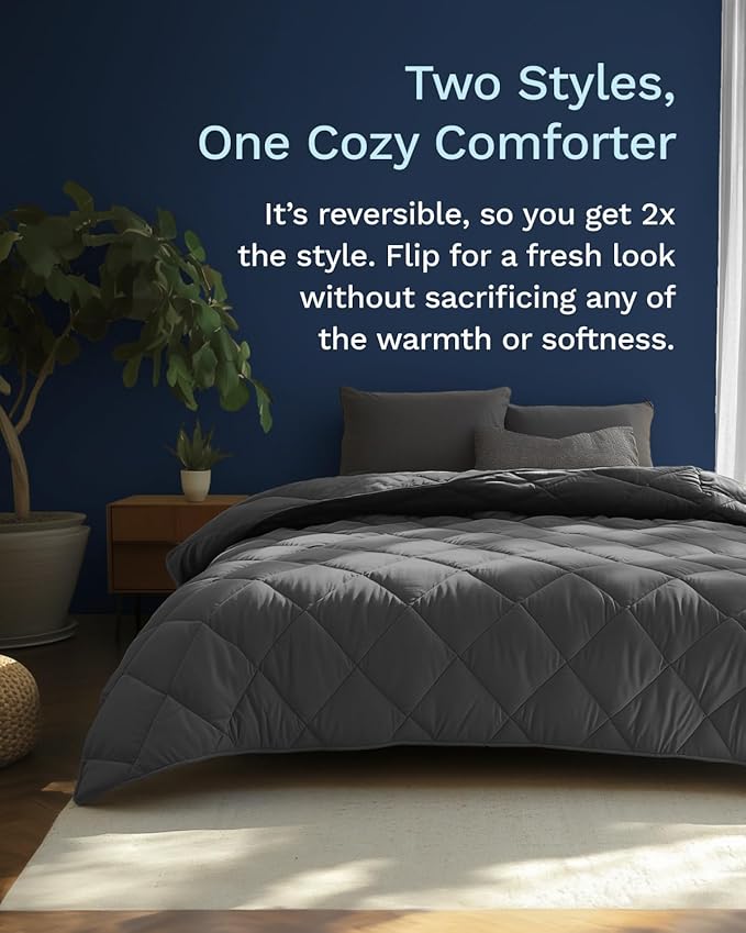 ViscoSoft Queen/Short Queen Microfiber All Seasons Down Alternative Quilted Comforter - Cooling Breathable Premium Soft Reversible Microfiber Duvet Blanket