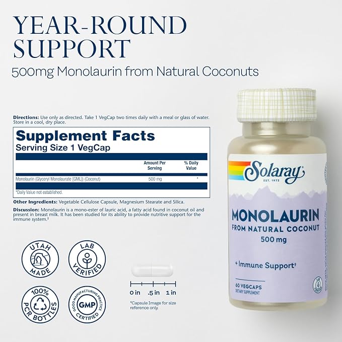 SOLARAY Vitamin C 1000mg and Monolaurin 500mg Wellness Bundle