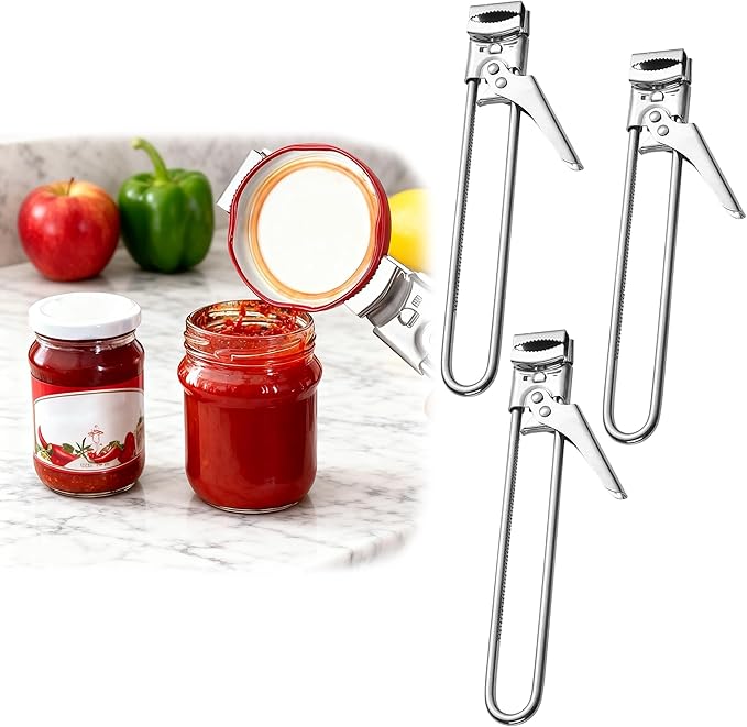 Adjustable Stainless Steel Jar Opener, 2026 New Jar Opener for Weak Hands Seniors, Multifunctional Can Opener Jar Lid Gripper Bottle Opener Kitchen Gadgets (3 Pcs)