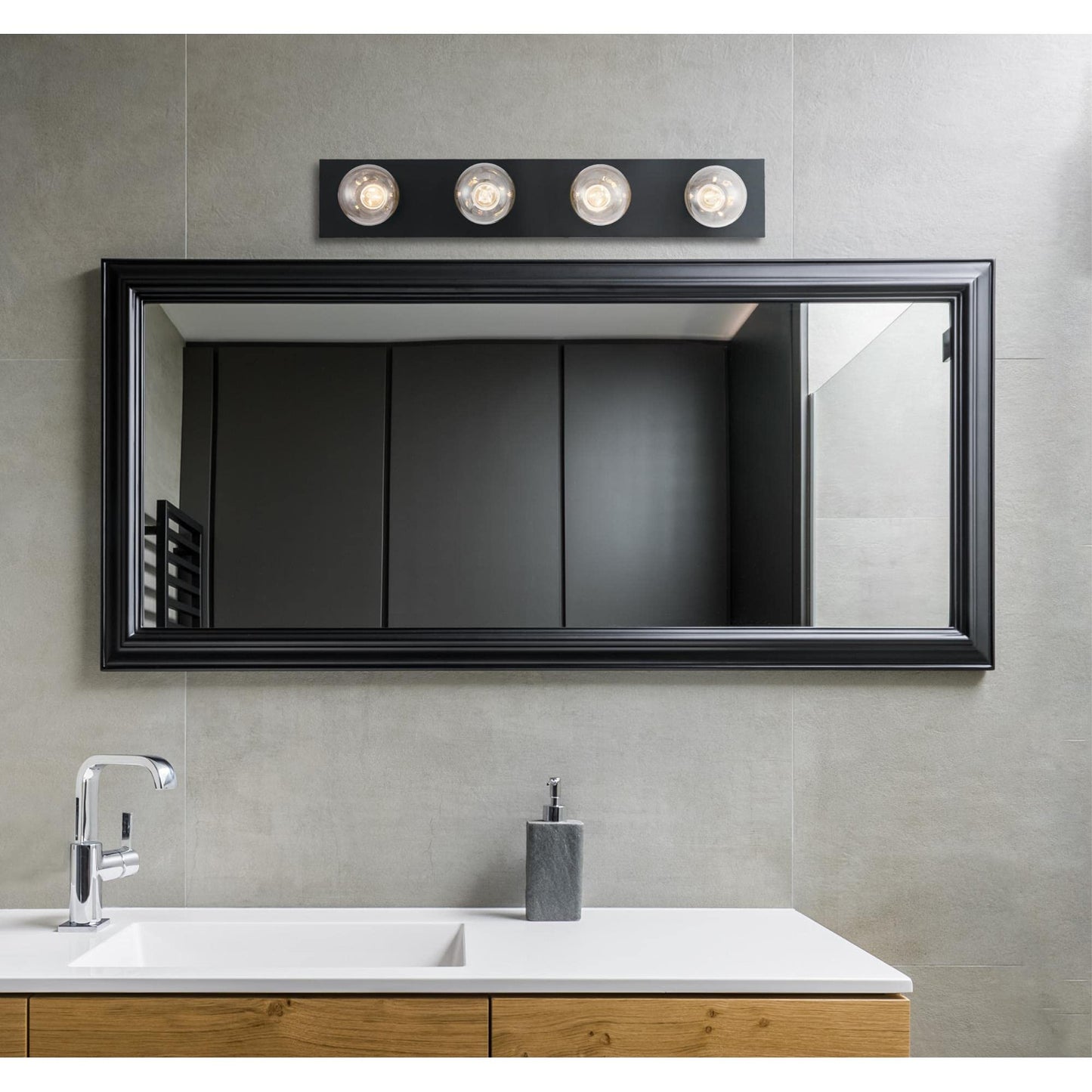 Westinghouse Traditional Four-Light Indoor Vanity Light Fixture, 4-Light, Matte Black, Alloy Steel, Model 6117600