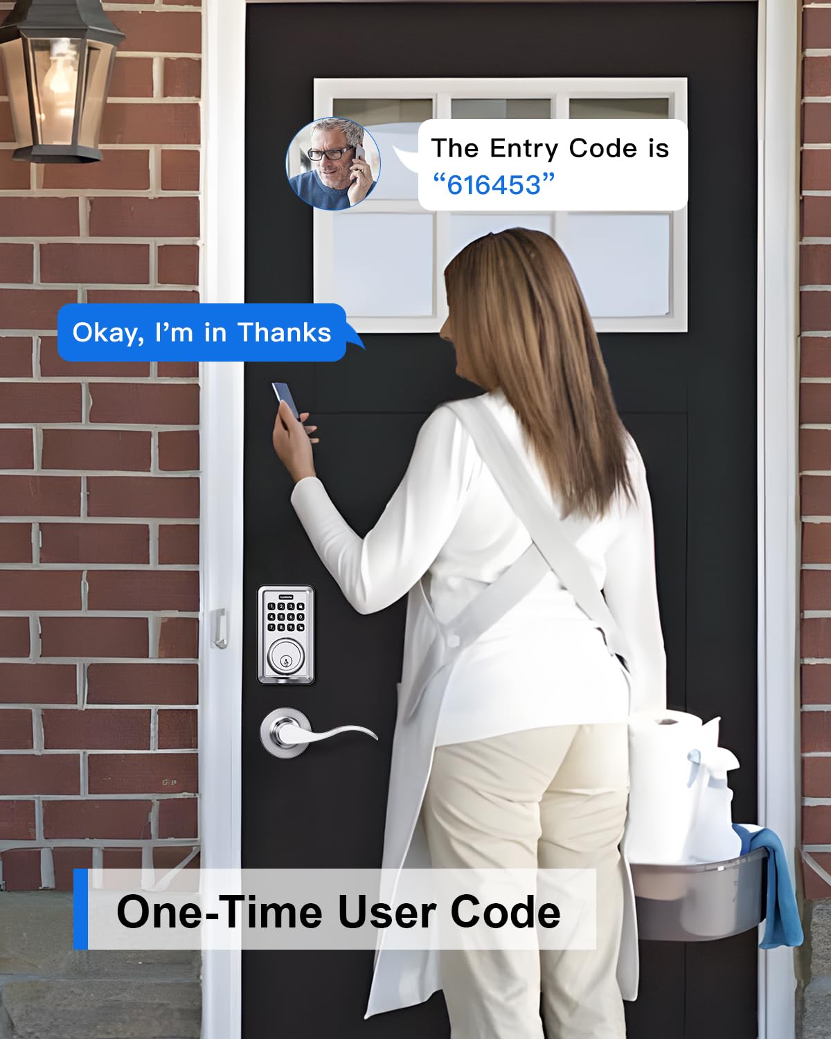 Keyless Entry Door Lock with 2 Lever Handles - Electronic Keypad Deadbolt - Front Door Lock Handle Sets - Auto Lock,Anti-Peeking Password, Easy Installation - Satin Nickel