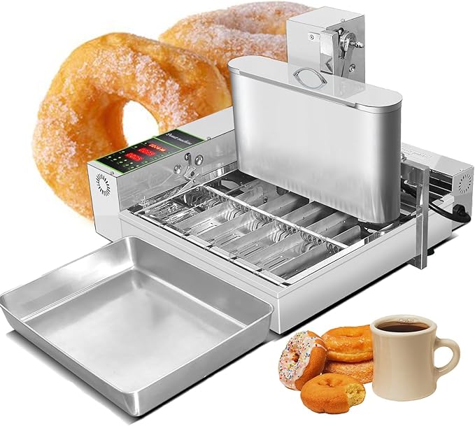 Commercial 6 Rows Automatic Mini Donut Maker Machine, Frying Donuts Maker, Frying Doughnut Machine, For Restaurant, Bakery, Party, Dessert Shop, 2600pcs/hour (6 Row)