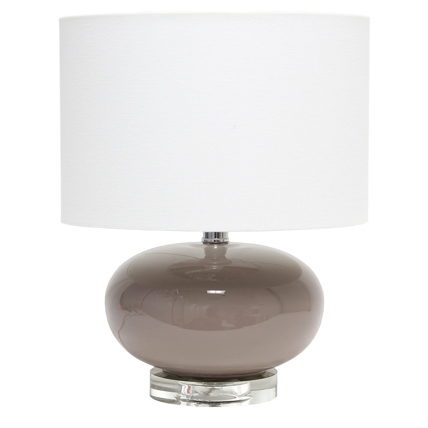 Elegant Designs LT1127-GRY Ceramic Table Lamp - 15.25in Modern Gray with White Fabric Shade