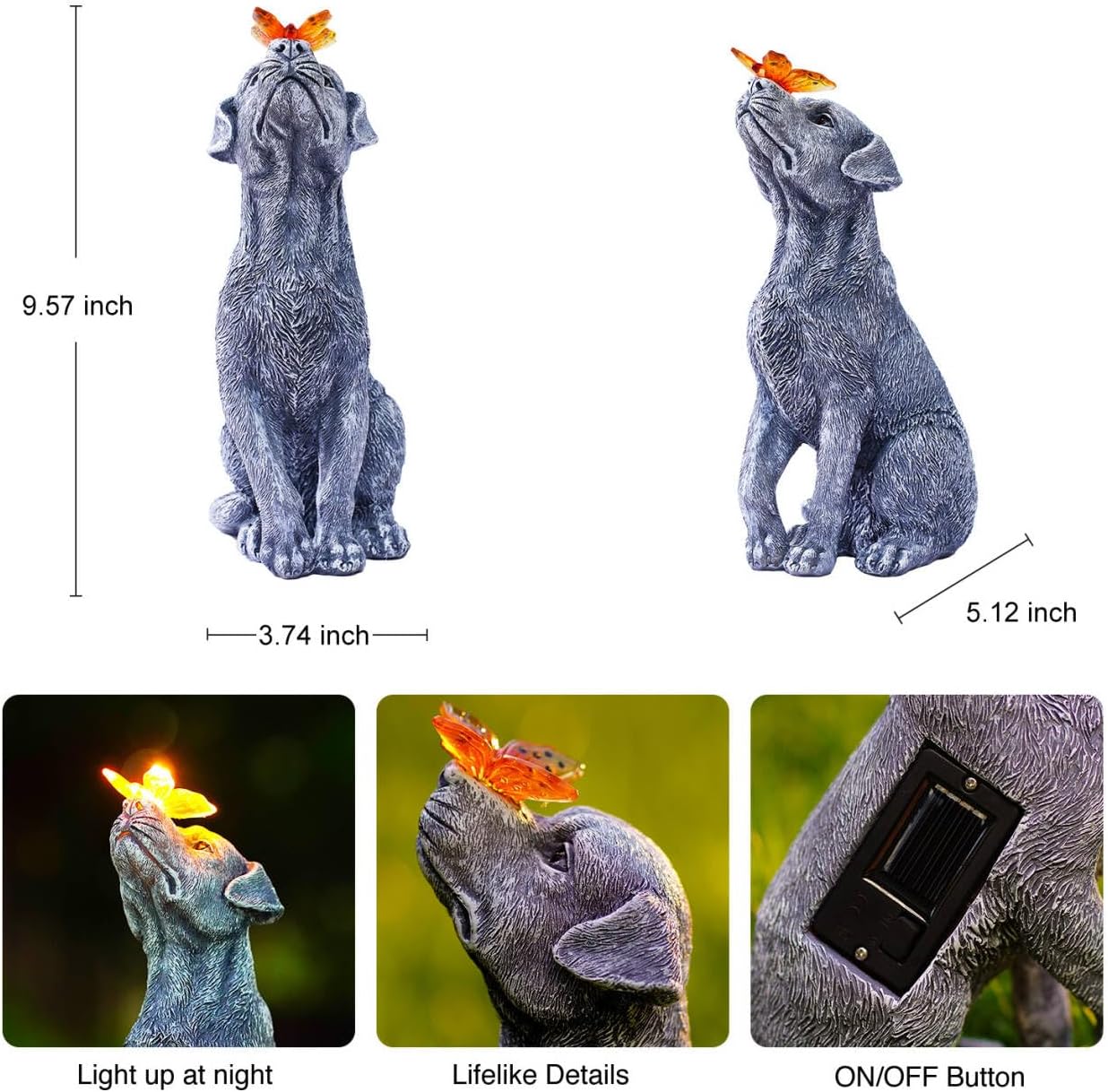 Goodeco Dog Statue with Butterfly - Ideal Gifts for Dad, Mom or Birthdays, Beautifully Crafted Outdoor Decorations to Wow Your Guests