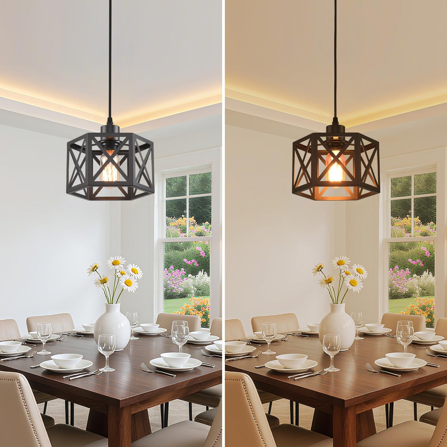 Cafulam Farmhouse Pendant Light Fixture  Black Pendant Lights For Kitchen Island Industrial Lantern Pendant Light Fixtures With Light Shade  Adjustable Height Hanging Pendant Lighting