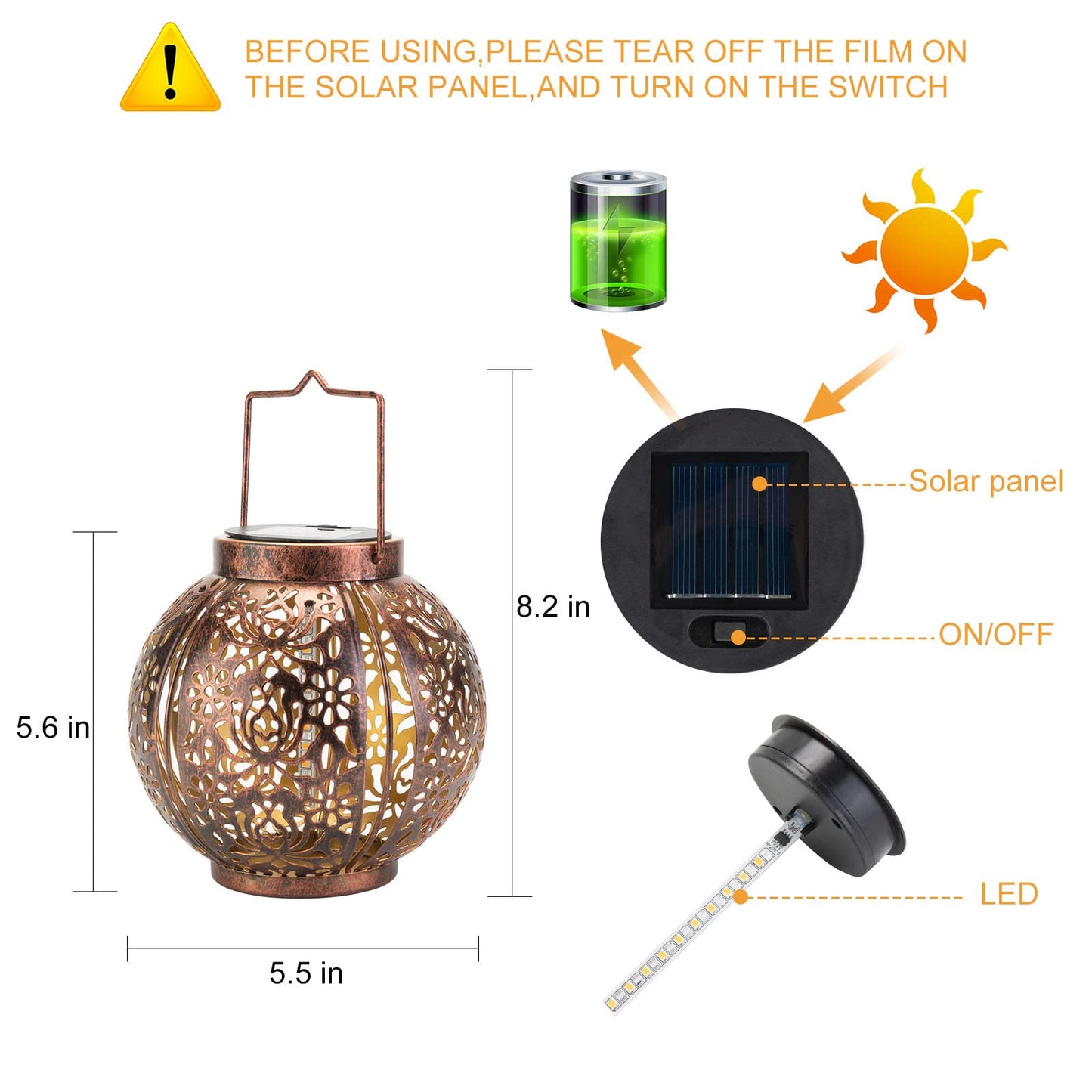 Pearlstar Solar Lanterns Outdoor 2 Pack, Waterproof Hanging Lights, Bronze Moroccan Style for Garden, Yard, Patio Decor