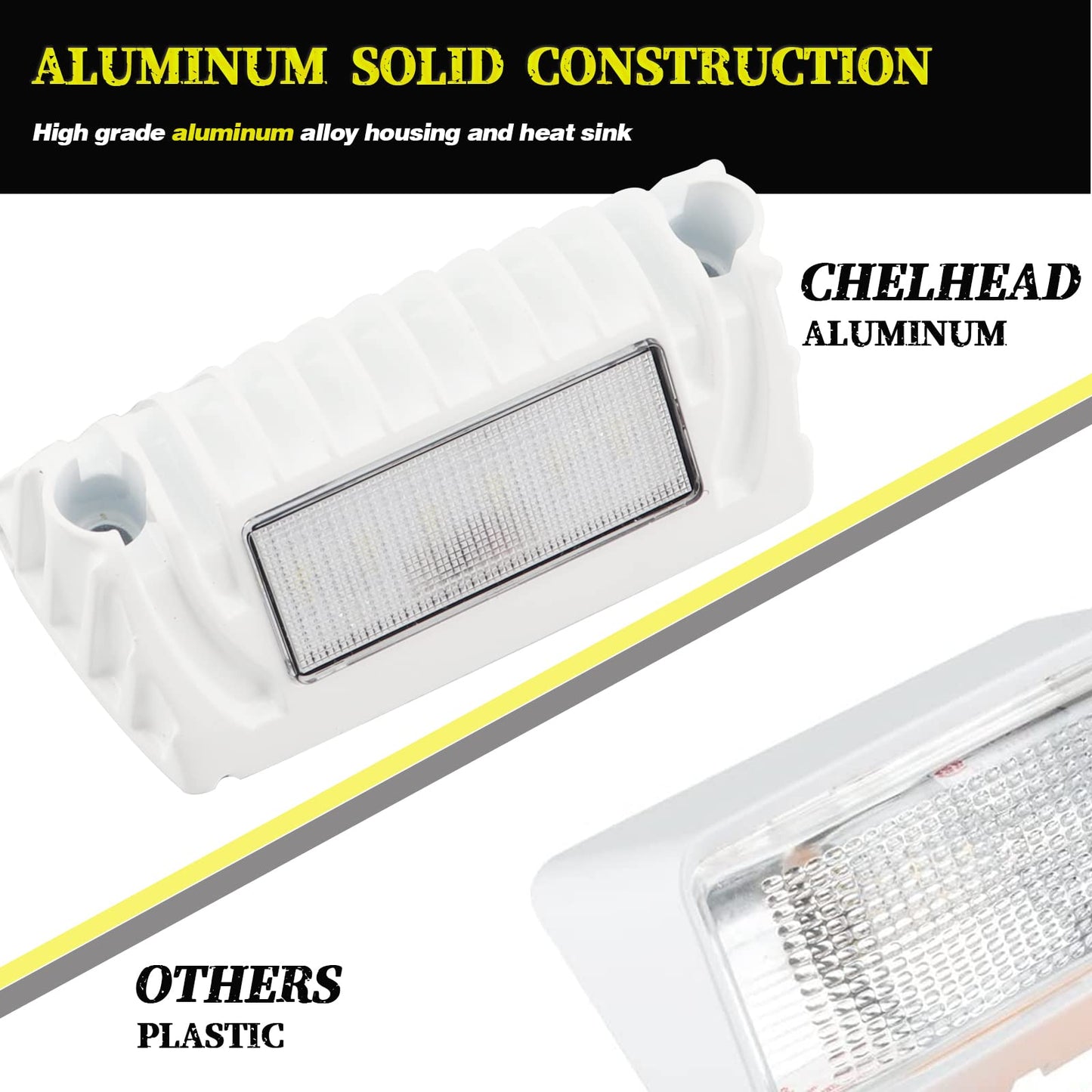 Chelhead Rv Porch Light White Aluminum Base 12V Dc Rv Exterior Led Lighting Outside Lights Compatible With Rv Camper Trailers Porches Towing 5Th Wheels Utility Vehicles Boat
