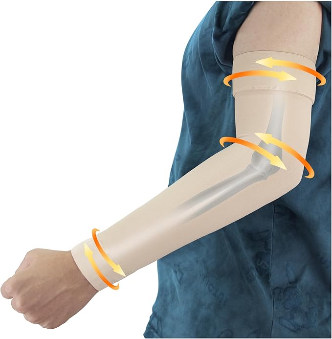 Hiball Lymphedema Medical Compression Arm Sleeve for Men Women, 20-30 mmHg Graduated Compression Full Arm Support with Sil...