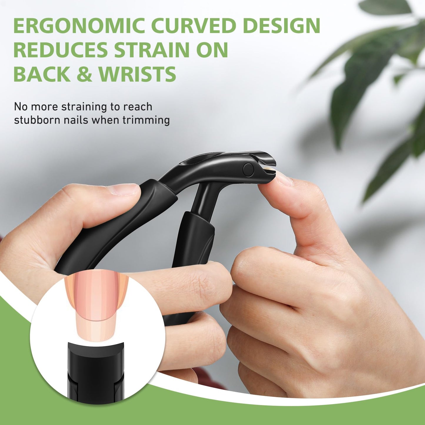 BALUCA Curved Head Toenail Clippers for Seniors for Thick Toenails, Long Handle Toe Nail Clippers with Catcher, German Stainless