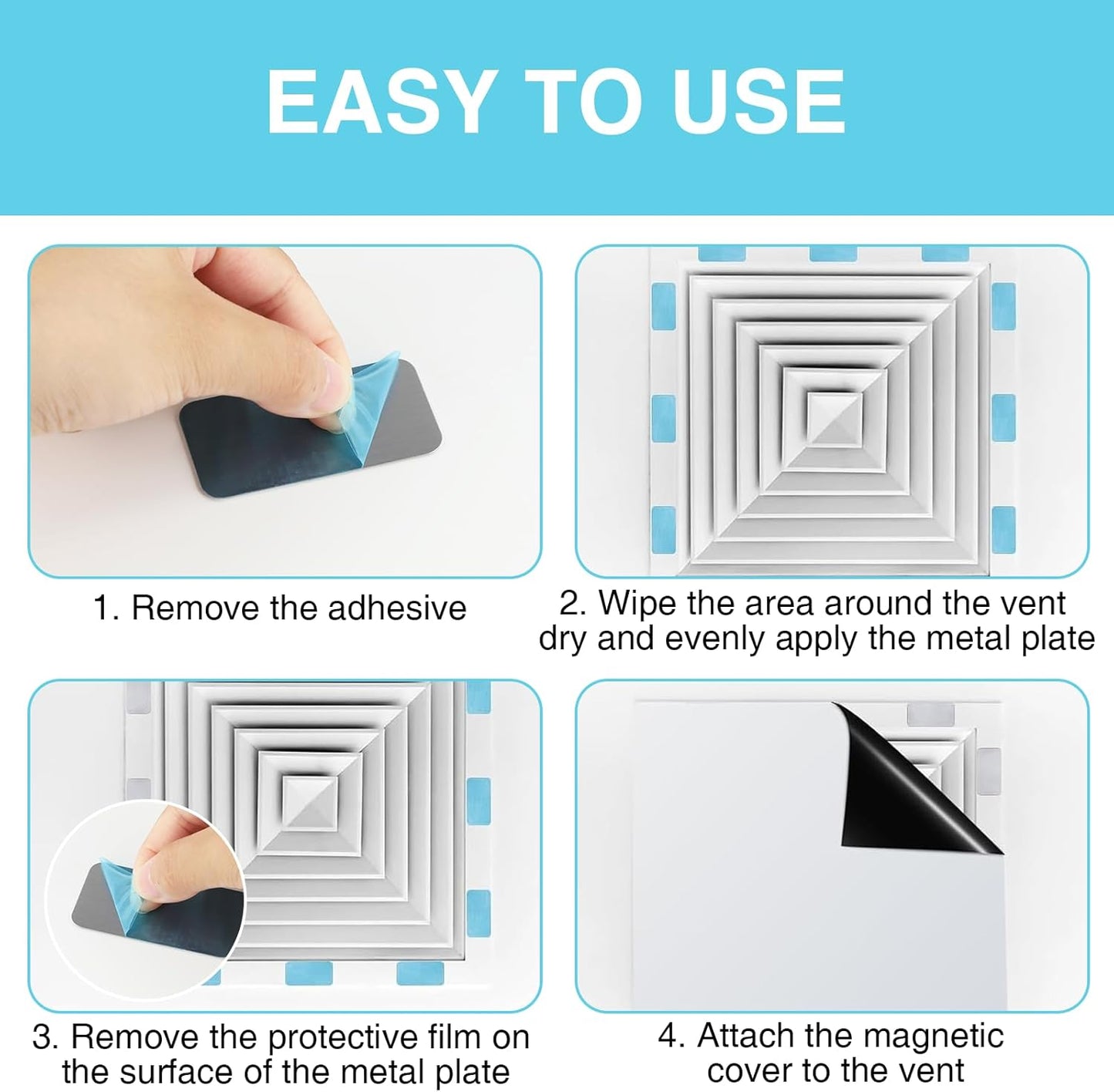 30 Pcs Adhesive Metal Plate for Magnets Mount, 2.36x1.18in Metal Strips for Magnets On Non-Steel Vents, with Adhesive Backing
