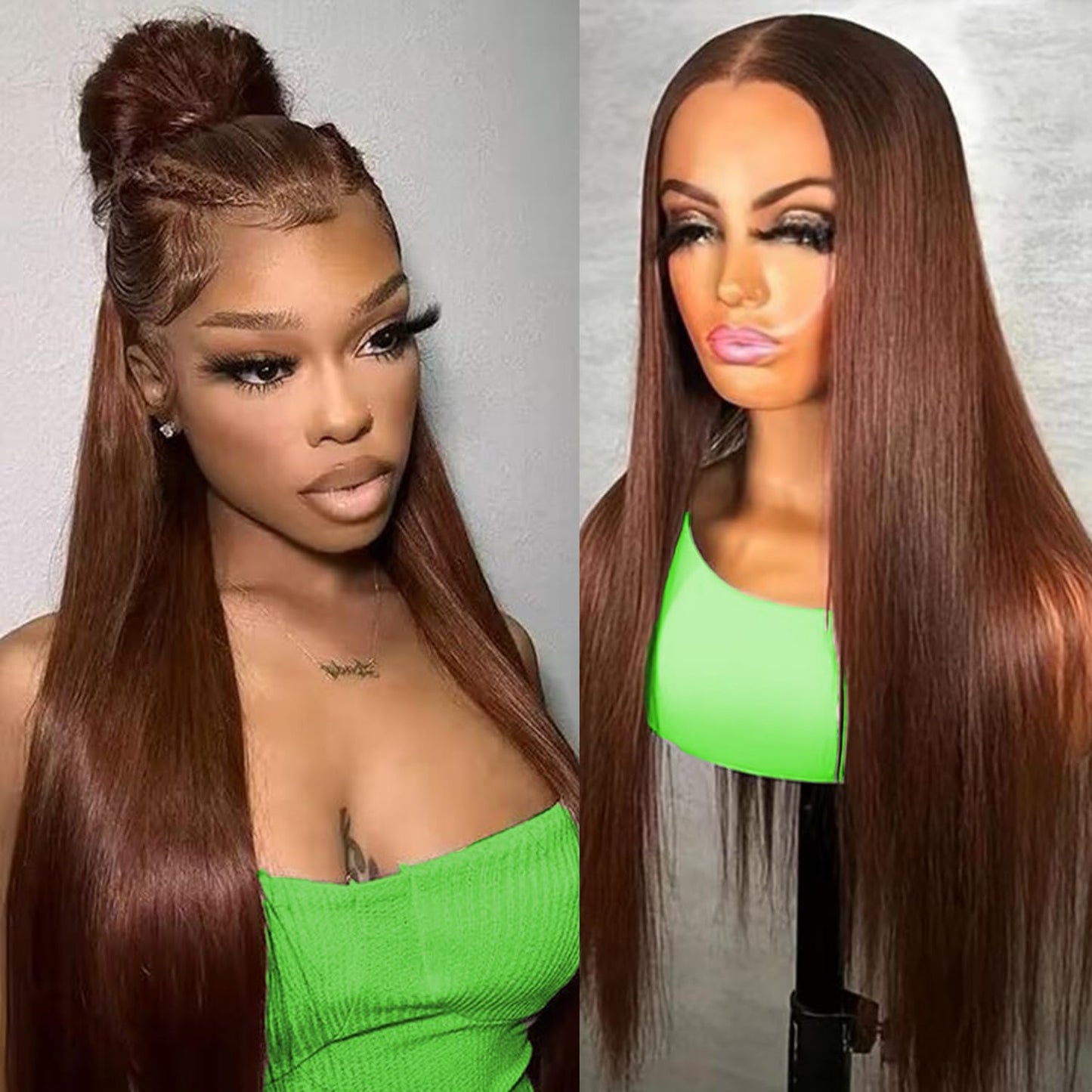 OOVVDA 200% Density Chocolate Brown Lace Front Wig Human Hair Straight 13x6 HD Transparent Lace Frontal Wigs Human Hair Pre Pluc