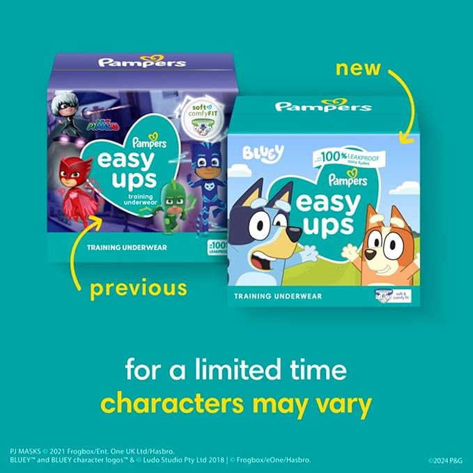 Pampers Training Pants - Easy Ups Boys & Girls Bluey - Size 5T-6T, 84 Count, Children's Potty Underwear (Packaging May Vary)