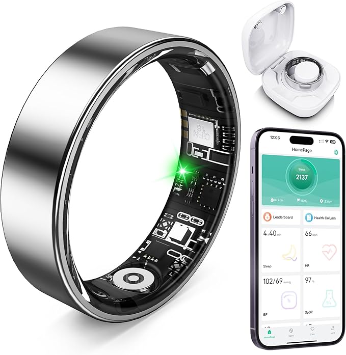 Free Shark Smart Ring with Sleep Monitoring, Step Counting, Heart Rate, Blood Oxygen for iOS and Android, No Subscription ...