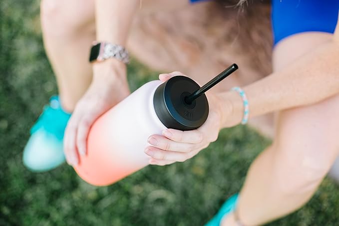 Simple Modern Wide Mouth Lid Leak Proof Straw Chug Handle Flip Fits Summit Water Bottles and Hydro Flask, Tumbler Style, Winter White