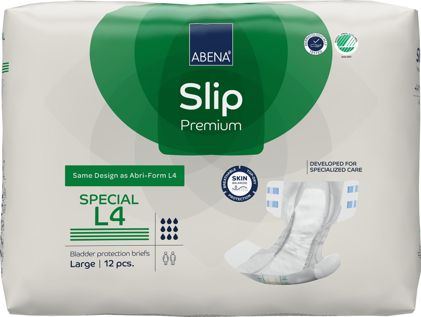 Abena Classic Design Adult Diapers, Slip Special Premium Incontinence Briefs, Heavy Absorbency, Level 4, Large, 48 Count