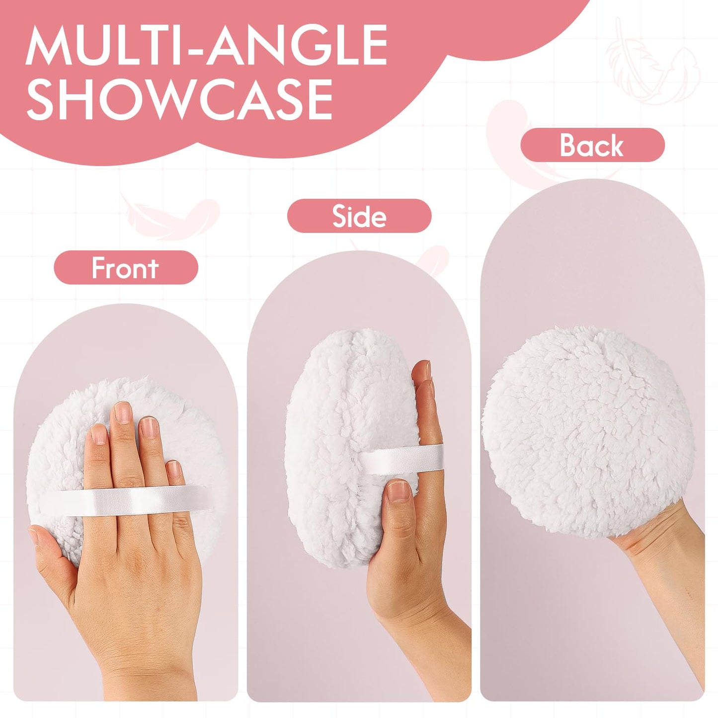 WSYUB Powder Puff, 6 Inch Body Powder Puff, Extra-Large Powder Puff,Soft Powder Puffs for Body Powder,White