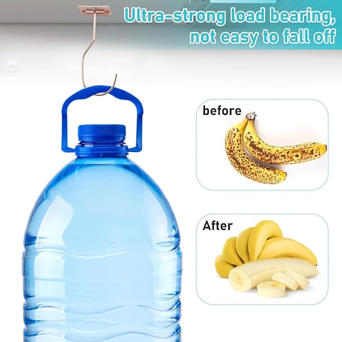 Self-Adhesive Banana Hooks, Foldable Magnetic Hanger Under Cabinet, Sturdy Metal Banana Holder for Kitchen, Space-Saving Design to Keep Bananas Fresh 3 Pieces Rose Gold