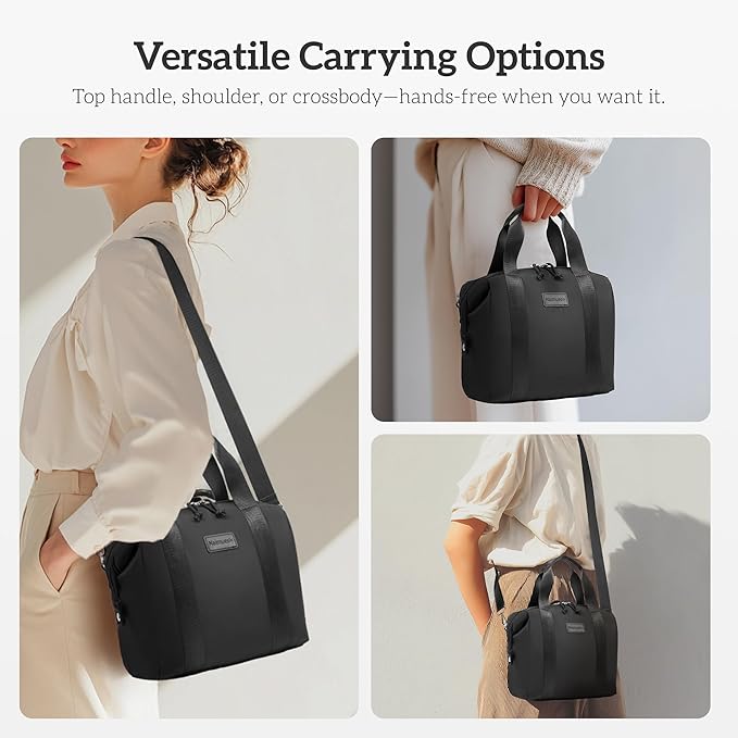 Lunch Bag Women Insulated Cute Lunch bags,Reusable Large Capacity Lunch Box, Leakproof Cooler Bag with Adjustable Shoulder Strap for Men Adult Work Office Picnic Travel Black