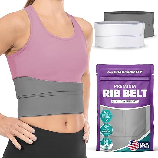 BraceAbility Broken Rib Brace for Women and Men - Rib Protector Compression Wrap, Chest Support Belt for Bruised, Fracture...