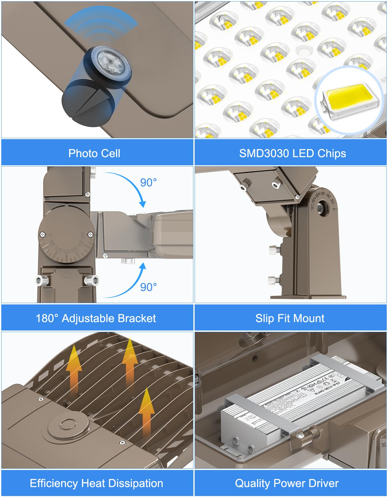 Kukuppo 200W Led Parking Lot Lights With Photocell  Dlc Ul Listed Industril Grade Led Shoebox Street Pole Light Flood Light 30000Lm 5000K Ip65 Waterproof Commercial Lighting Slip Fitter 110V 120V