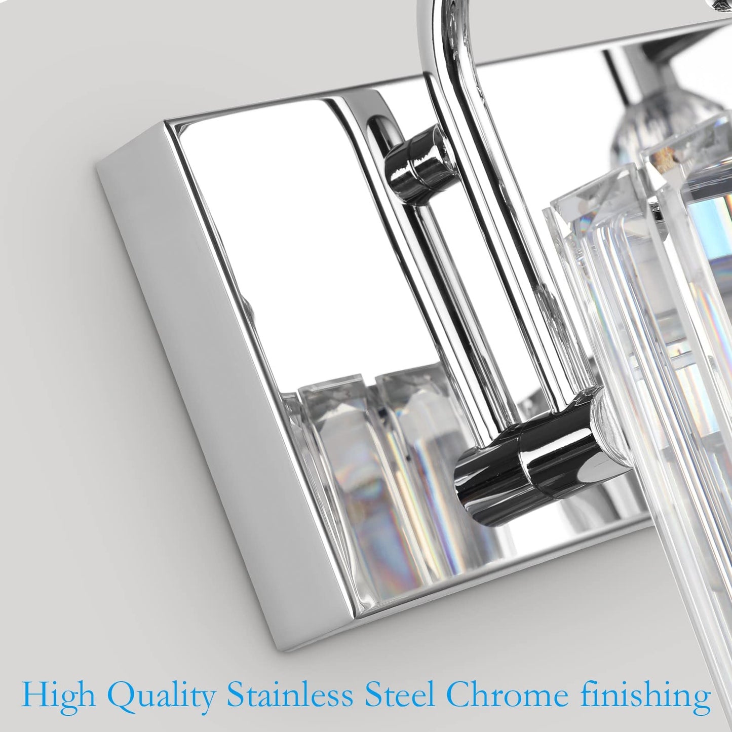 Ralbay 3-Light Crystal Vanity Light, 24 Chrome Stainless Steel, Model 8606 For Bathroom Wall Lighting