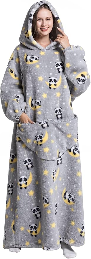 Msrlassn Oversized Wearable Blanket Hoodie for Adults - Extra Long Womens Blanket Sweatshirt