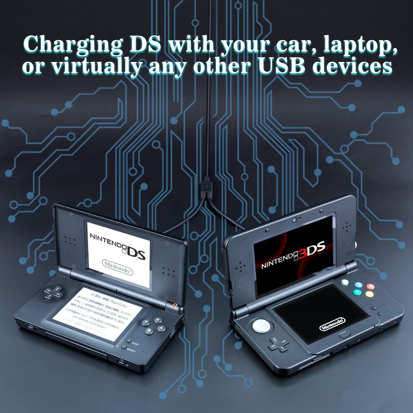 Funturbo All-In-1 Ds Charger, 3Ds Ds Lite Charger Cable Usb Charging Cord For Nintendo 3Ds/3Ds Xl/2Ds/2Ds Xl/Dsi/Dsi Xl/Ds Lite