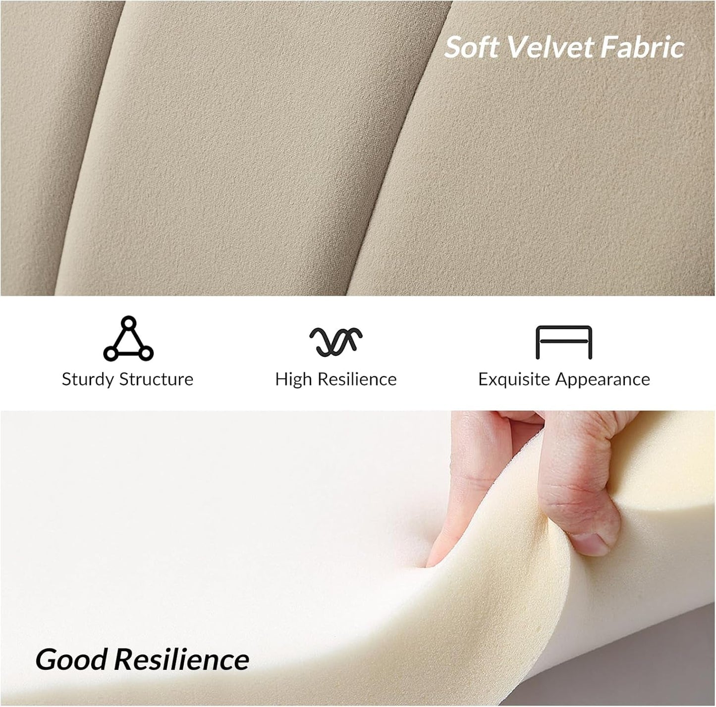 Modern Velvet Loveseat Sofa with Flower Shaped Back, Comfy Upholstered 2-Seater Sofa with Gold Metal Legs, Small Love Seat Accent Couch for Living Bedroom Leisure Areas, Tan