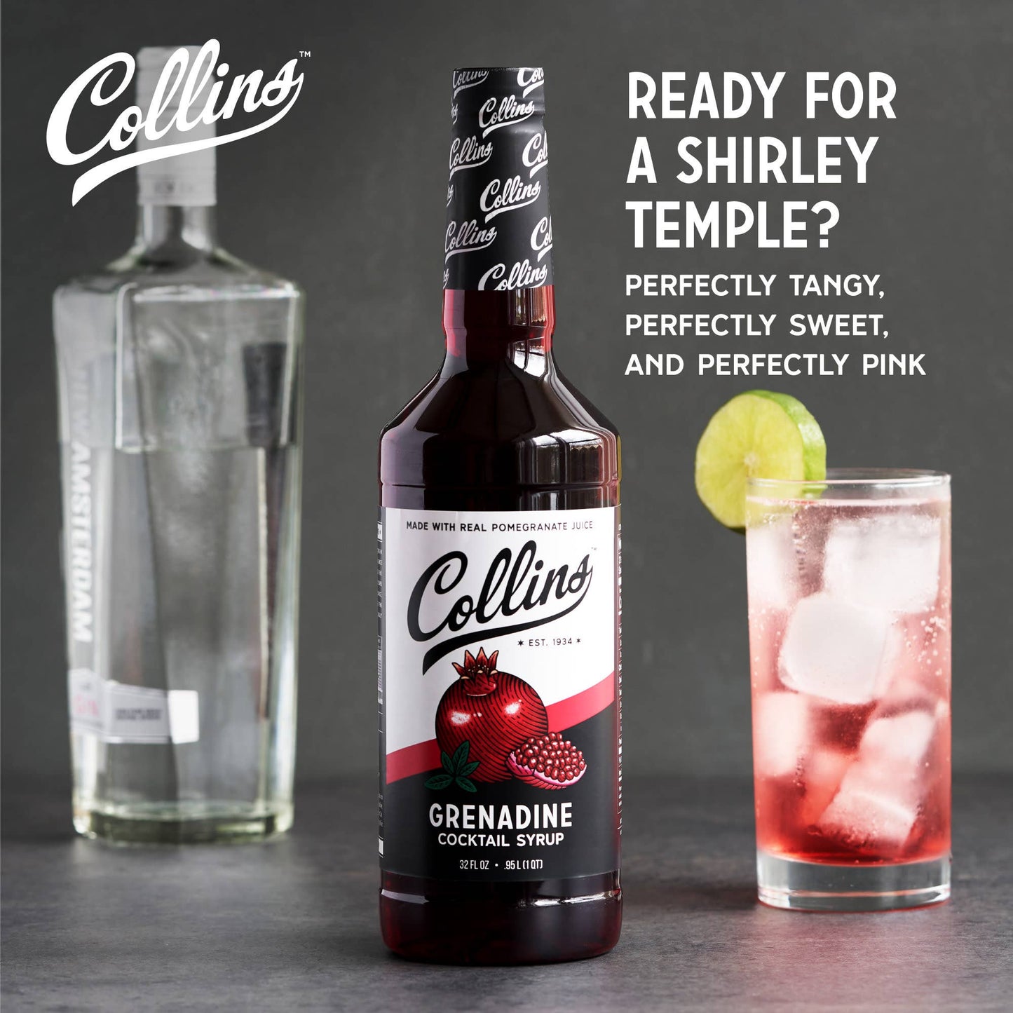 Real Sugar Grenadine Cocktail Syrup 32 oz
