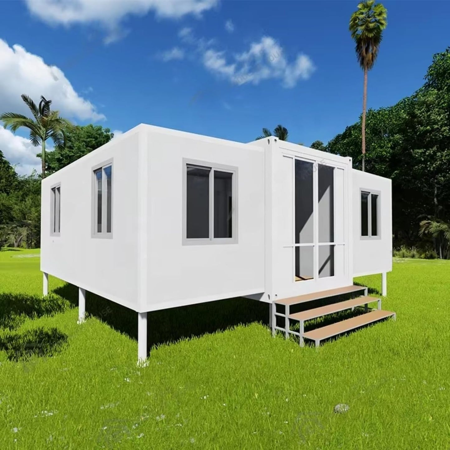 Prefab Tiny Home for Sale, Container House, Tiny House to Live in for Adults, Portable Modular Tiny Home with 2 Bedrooms 1 Full Bathroom & Kitchen, Prefabricated Expandable Mobile Tiny Homes for Sale