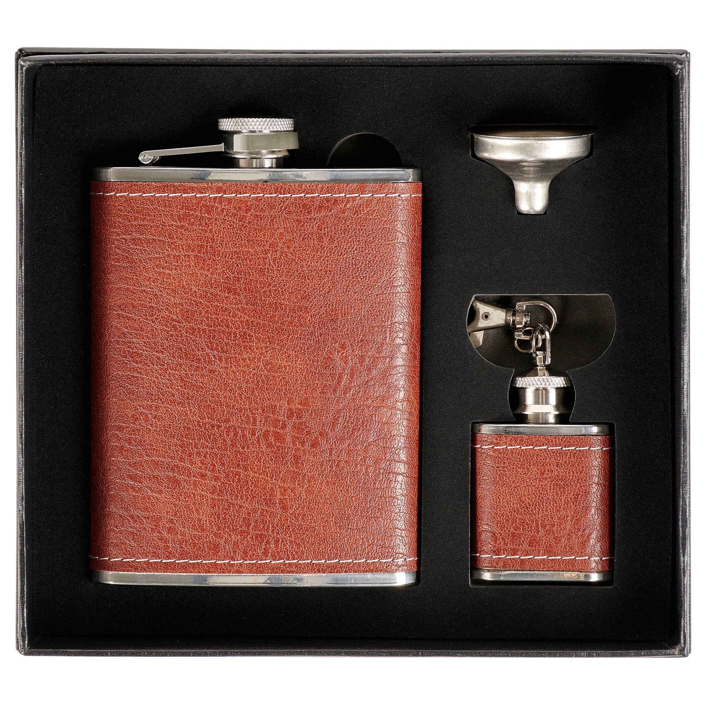 Brown Pebbled Flask Set
