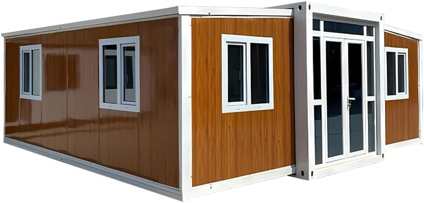 Expandable Prefab Tiny Home 20FT/40FT Luxury Container House Kit with Full Kitchen & Bath, 1-4 Bedroom Modular Design for Guest Suite or Family Residence
