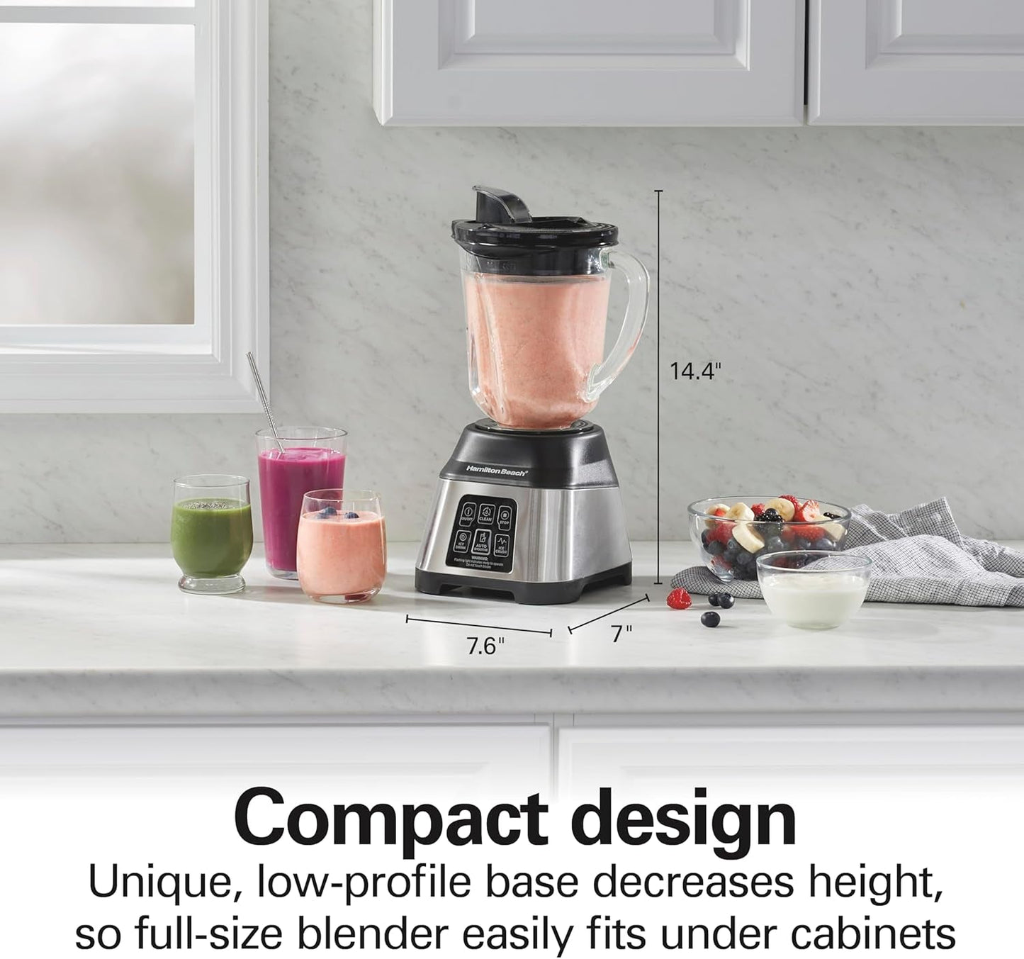 Blender for Smoothies with 5 Functions Including Auto Smoothie Cycle, Wave Action System for Ultra Smooth Results, 850 Watts, 40Oz BPA Free Glass Jar, Stainless Steel (56208)