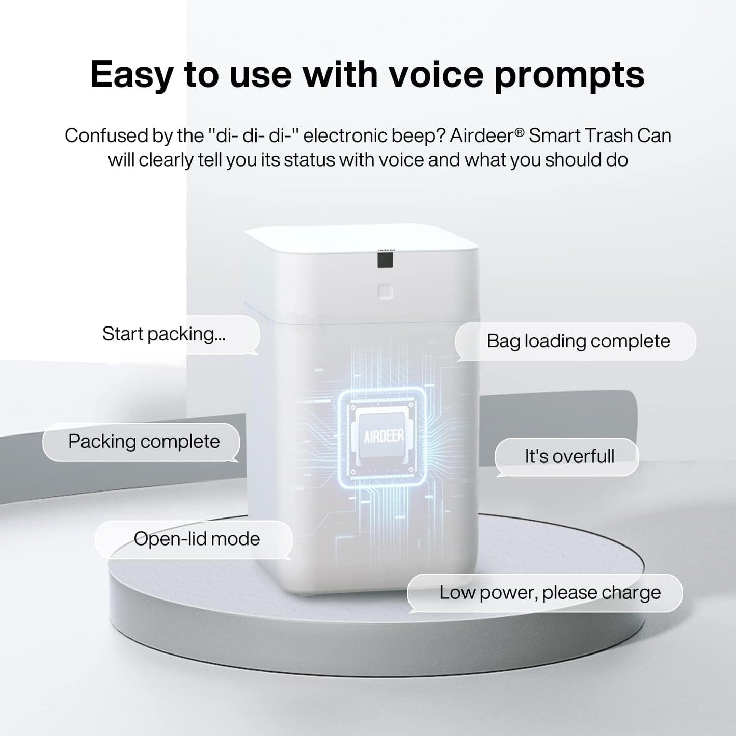 Automatic Trash Can, 4 Gallon Self Sealing and Self-Changing Smart Trash Can, Motion Sensor, Touchless Garbage Can with Lid for Kitchen Bathroom Bedroom Office, 6 Refill Rings(A1, White)