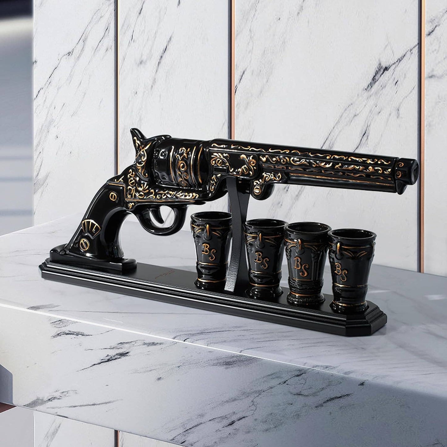 Gun Whiskey Decanter & Bullet Shot Glass Set
