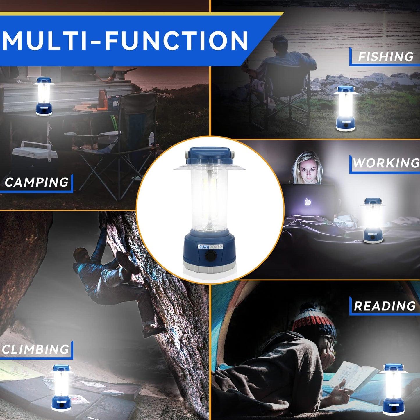 Durapower Led Camping Lantern Rechargeable  Bright 2000 Lumen  5 Modes  4000 Mah Power Bank  Ip44 Waterproof Lantern For Hurricane  Emergency  Power Outages  Home