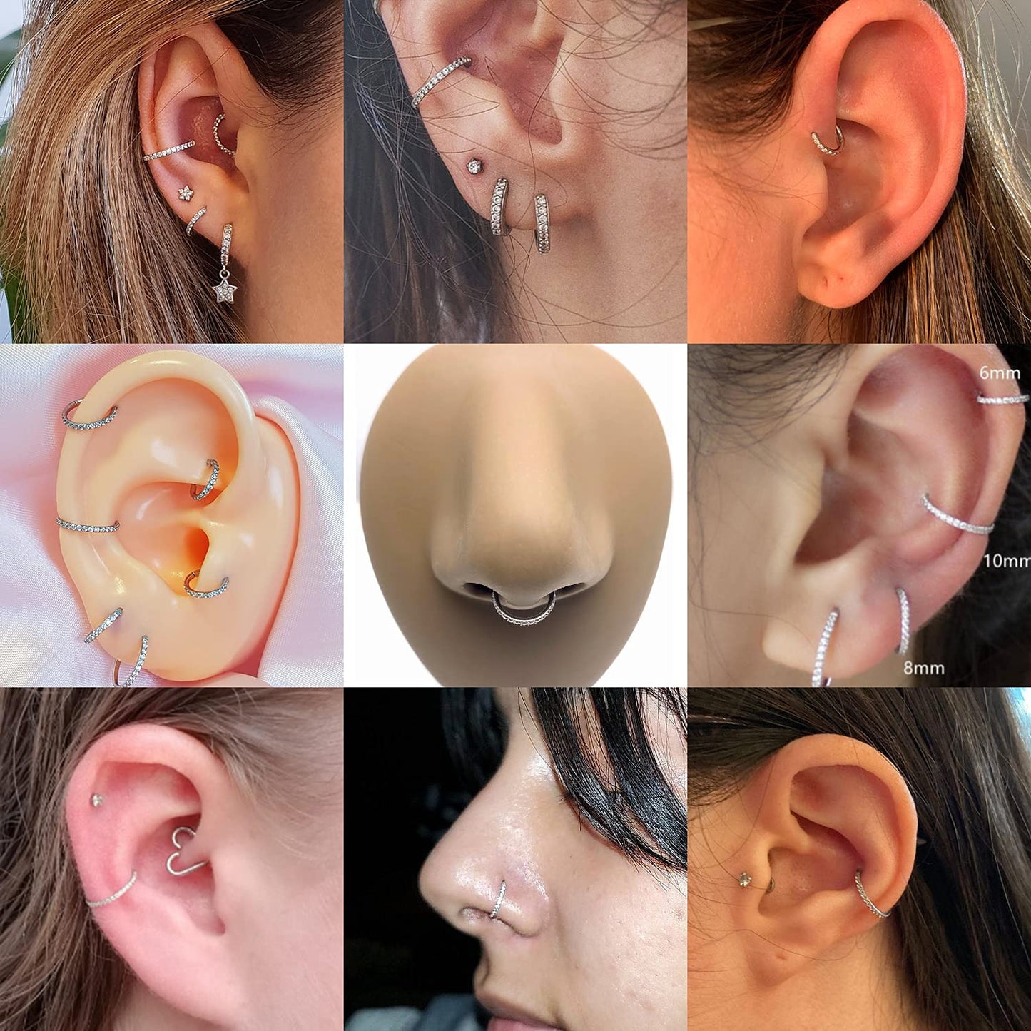 Conch Daith Helix Rook Tragus Earrings Septum Jewelry Nose Ring Hoop Conch Hoop Earring Conch Helix Daith Tragus Rook Piercing J
