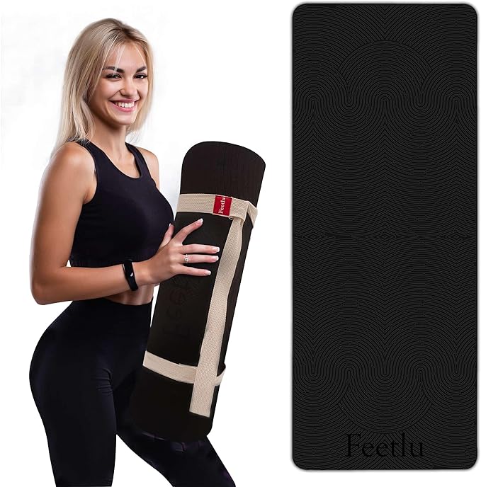 Feetlu Extra Thick 12mm Exercise Mat – Non-Slip, Joint-Friendly & Cushioned Fitness Mat for Yoga, Pilates & Floor Workouts...