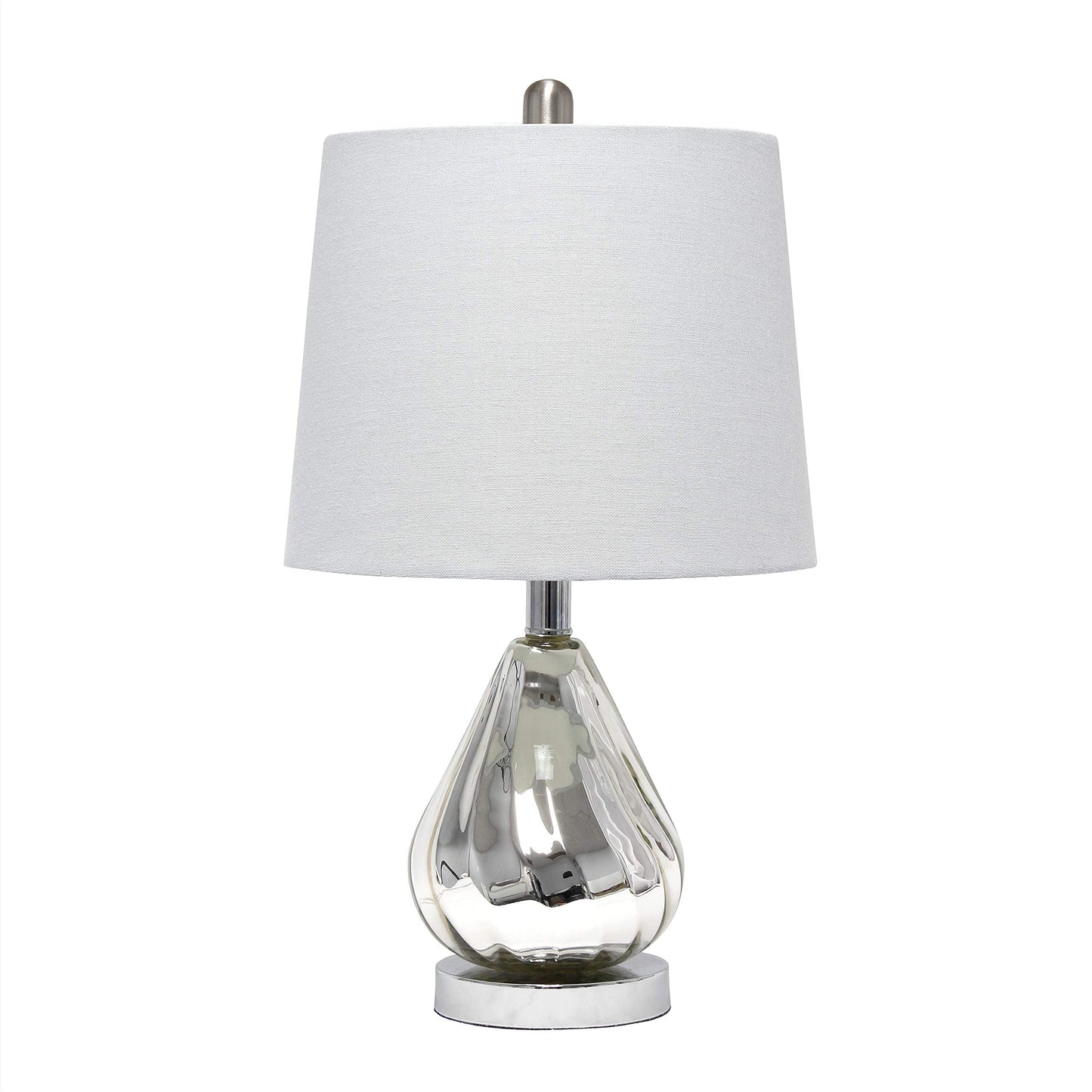 Elegant Designs LT3319-GRY Chrome Ripple Table Lamp, Glass, Gray Shade