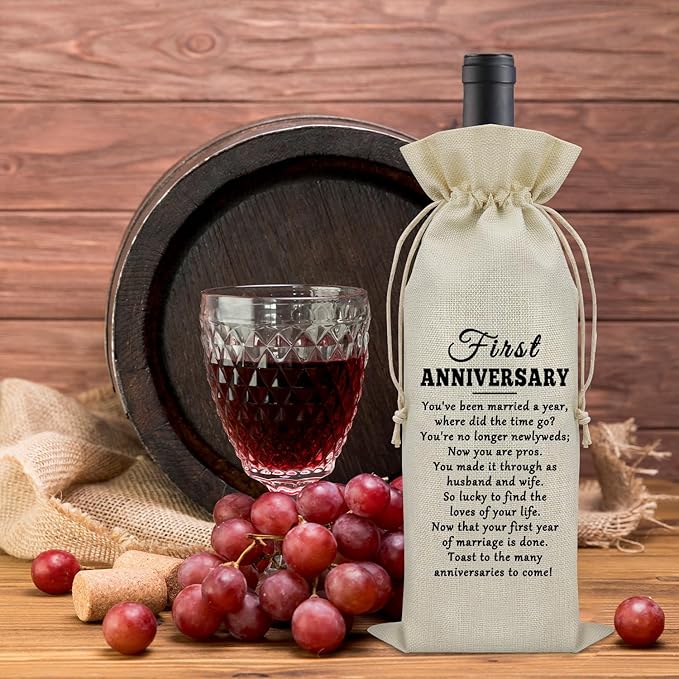 First Wedding Anniversary for Couples Wine Bag Couples Gifts from Parents Wine Bottle Storage Bag Husband Wife Gifts for Couples Celebrate Gifts from Friends Wine Accessories Gifts for Wine Lovers
